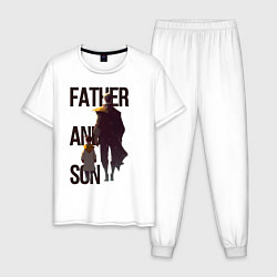 Пижама хлопковая мужская Отец и сын, цвет: белый