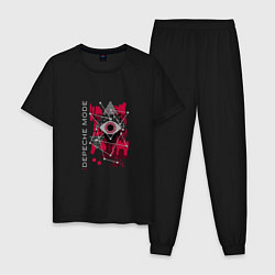 Пижама хлопковая мужская Depeche mode electronic rock, цвет: черный