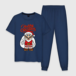 Пижама хлопковая мужская Christmas Mario, цвет: тёмно-синий