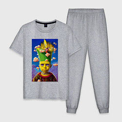 Пижама хлопковая мужская Bart Simpson - neural network - fantasy - art, цвет: меланж
