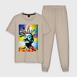 Пижама хлопковая мужская Salvador Dali: Portrait, цвет: миндальный