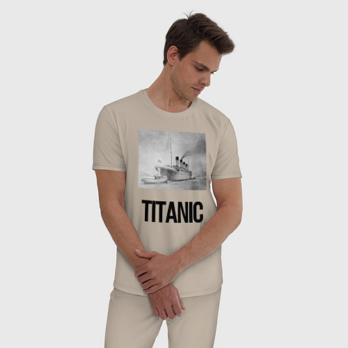 Мужская пижама Титаник рисунок / Миндальный – фото 3