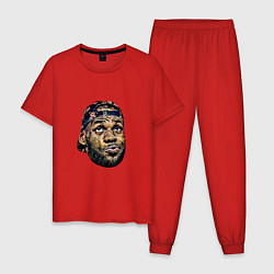 Пижама хлопковая мужская Lebron face, цвет: красный