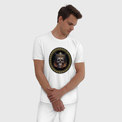 Пижама хлопковая мужская Череп короля созданный нейросетью, цвет: белый — фото 2