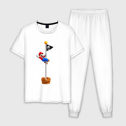 Пижама хлопковая мужская Марио на финише, цвет: белый