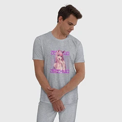 Пижама хлопковая мужская Zero Two надписи, цвет: меланж — фото 2