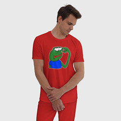 Пижама хлопковая мужская Лягушонок Пепе пустил слезинку, цвет: красный — фото 2