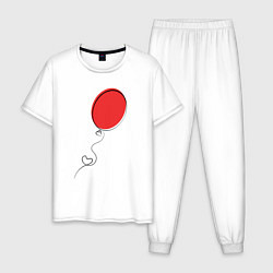 Мужская пижама Красный воздушный шарик с сердцем
