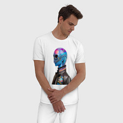 Пижама хлопковая мужская Alien - neural network, цвет: белый — фото 2