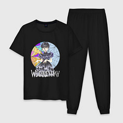 Пижама хлопковая мужская Wednesday возле окна, цвет: черный