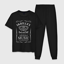 Пижама хлопковая мужская Skrillex в стиле Jack Daniels, цвет: черный