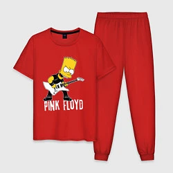 Пижама хлопковая мужская Pink Floyd Барт Симпсон рокер, цвет: красный
