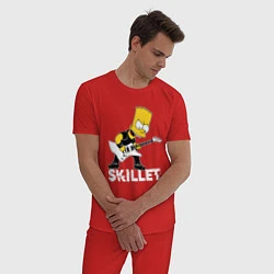 Пижама хлопковая мужская Skillet Барт Симпсон рокер, цвет: красный — фото 2