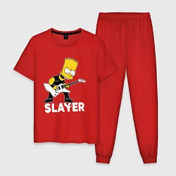Пижама хлопковая мужская Slayer Барт Симпсон рокер, цвет: красный