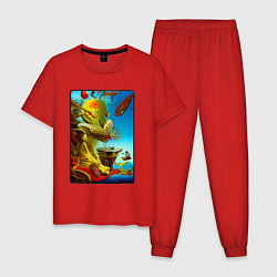 Пижама хлопковая мужская Imitating Salvador Dali - neural network - surreal, цвет: красный