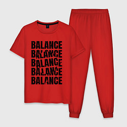 Пижама хлопковая мужская Balance надпись с кругом, цвет: красный