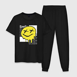 Пижама хлопковая мужская Smile positive, цвет: черный