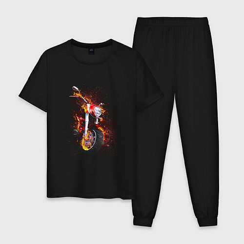 Мужская пижама Огненный мотоцикл / Черный – фото 1