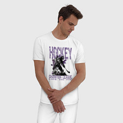 Пижама хлопковая мужская Hockey жизнь на льду, цвет: белый — фото 2