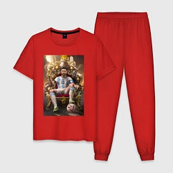 Пижама хлопковая мужская Футболист лионель месси, цвет: красный