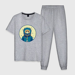 Пижама хлопковая мужская Ретро обезьяна, цвет: меланж