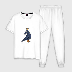 Пижама хлопковая мужская Ворона в короне, цвет: белый