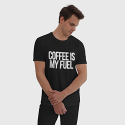 Пижама хлопковая мужская Coffee is my fuel, цвет: черный — фото 2