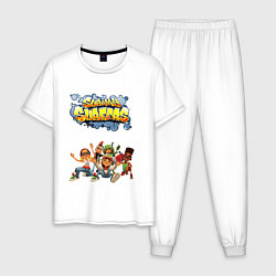 Пижама хлопковая мужская Subway Surfers, цвет: белый