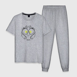 Пижама хлопковая мужская Круглая сова, цвет: меланж