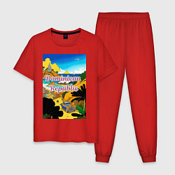 Пижама хлопковая мужская Доминиканская Республика, цвет: красный