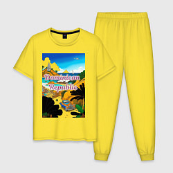 Пижама хлопковая мужская Доминиканская Республика, цвет: желтый