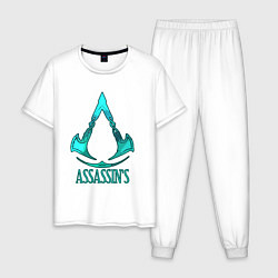 Пижама хлопковая мужская Assassins Creed art, цвет: белый