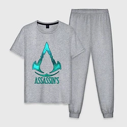 Пижама хлопковая мужская Assassins Creed art, цвет: меланж