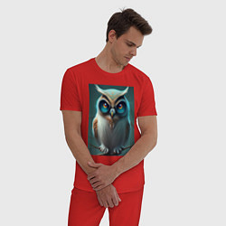 Пижама хлопковая мужская Изумрудная Совушка, цвет: красный — фото 2
