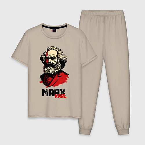 Мужская пижама Karl Marx - 3 цвета / Миндальный – фото 1