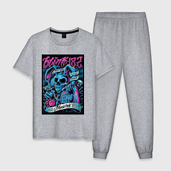 Пижама хлопковая мужская Blink 182 рок группа, цвет: меланж