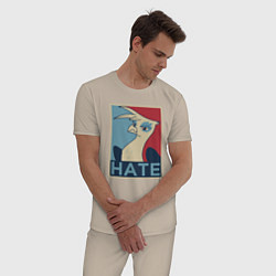 Пижама хлопковая мужская Hate bird, цвет: миндальный — фото 2