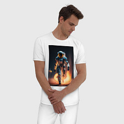 Пижама хлопковая мужская Брутальный астронавт, цвет: белый — фото 2