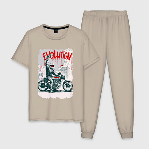 Мужская пижама Evolution - motorcycle / Миндальный – фото 1