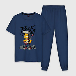 Пижама хлопковая мужская Simpsons Rock, цвет: тёмно-синий