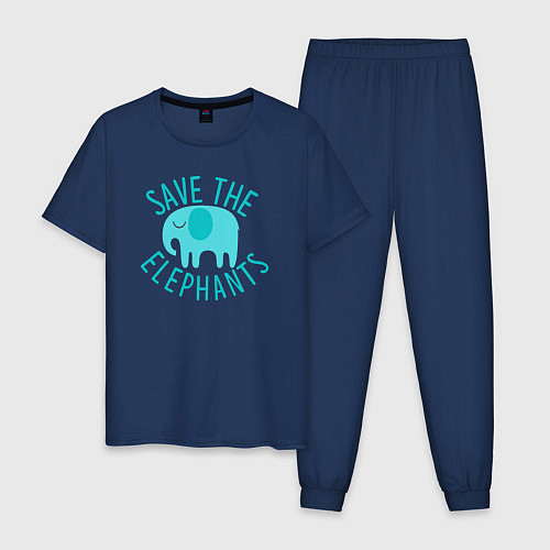 Мужская пижама Спаси слонов / Тёмно-синий – фото 1