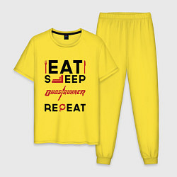 Мужская пижама Надпись: eat sleep Ghostrunner repeat