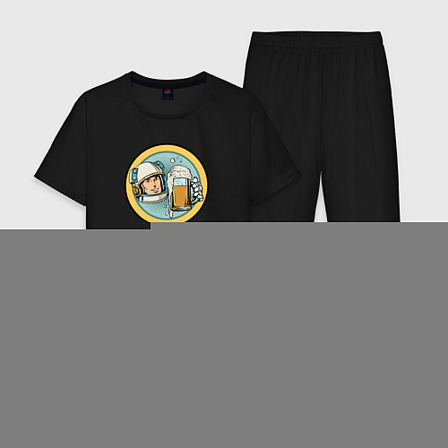 Мужская пижама Космонавт с кружкой пива / Черный – фото 1