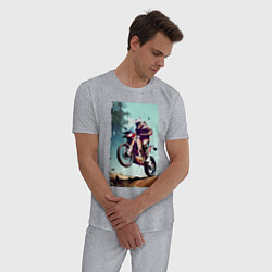 Пижама хлопковая мужская Мотокросс - экстрим, цвет: меланж — фото 2