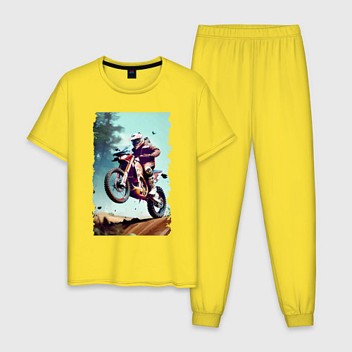 Мужская пижама Мотокросс - экстрим / Желтый – фото 1