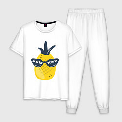Пижама хлопковая мужская Солнечный ананас, цвет: белый