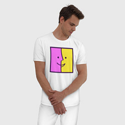 Пижама хлопковая мужская Позитивный квадрат, цвет: белый — фото 2