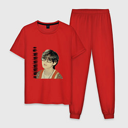 Пижама хлопковая мужская Тэхен и Чонгук, цвет: красный