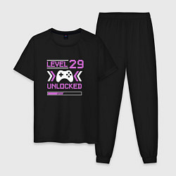 Пижама хлопковая мужская День рождения 29 лет, цвет: черный