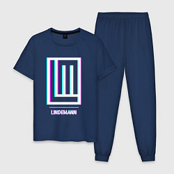 Пижама хлопковая мужская Lindemann glitch rock, цвет: тёмно-синий